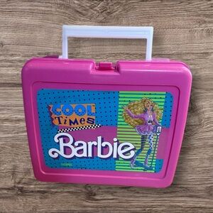 Vintage 1989 Cool Times Barbie Plastic Hot Pink Lunchbox